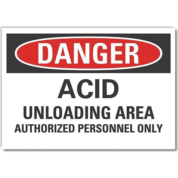 Lyle Acid Danger Reflective Label, 7 in H, 10 in W, Vertical Rectangle, LCU4-0615-RD_10X7 LCU4-0615-RD_10X7