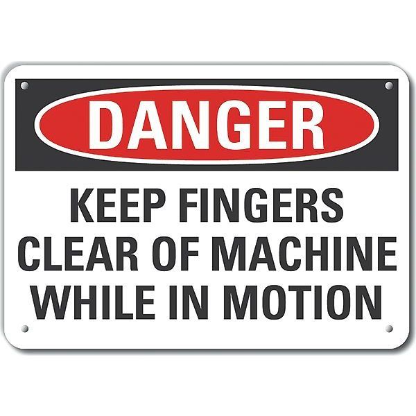 Lyle Plastic Keep Hands Clear Danger Sign, 10 in Height, 14 in Width, Plastic, Horizontal Rectangle LCU4-0614-NP_14X10