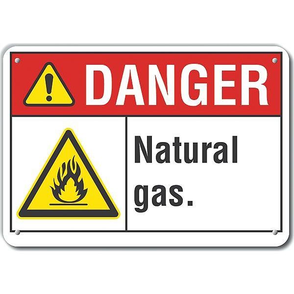 Lyle Plastic Natural Gas Danger Sign, 7 in H, 10 in W, Plastic, Vertical Rectangle, LCU4-0019-NP_10X7 LCU4-0019-NP_10X7