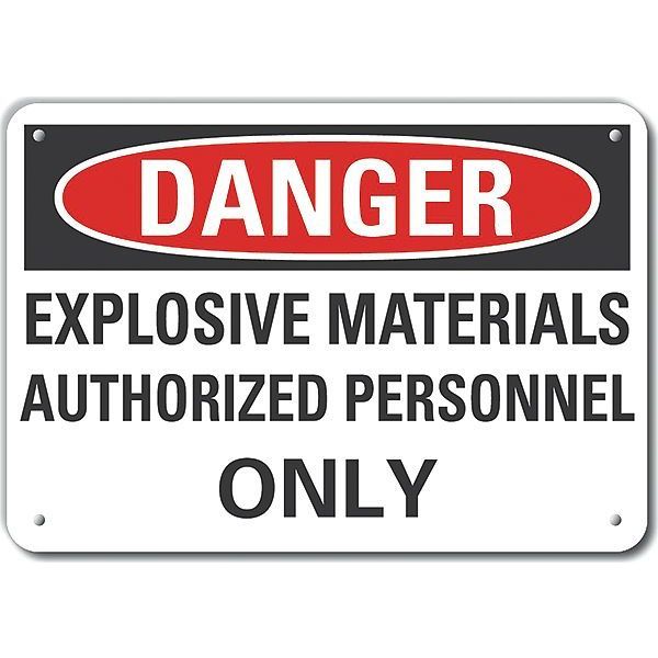 Lyle Reflective Explosive Materials Danger Sign, 10 in H, 14 in W, English, LCU4-0617-RA_14X10 LCU4-0617-RA_14X10