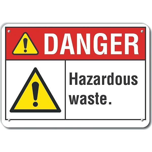 Lyle Plastic Hazardous Waste Danger Sign, 10 in H, 14 in W, Horizontal Rectangle, LCU4-0074-NP_14X10 LCU4-0074-NP_14X10