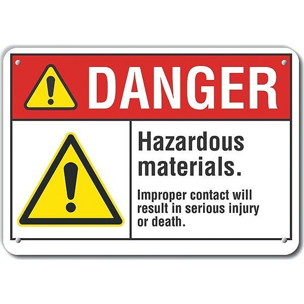 Lyle Aluminum Hazardous Materials Danger Sign, 7 in H, 10 in W, Vertical Rectangle, LCU4-0063-NA_10X7 LCU4-0063-NA_10X7