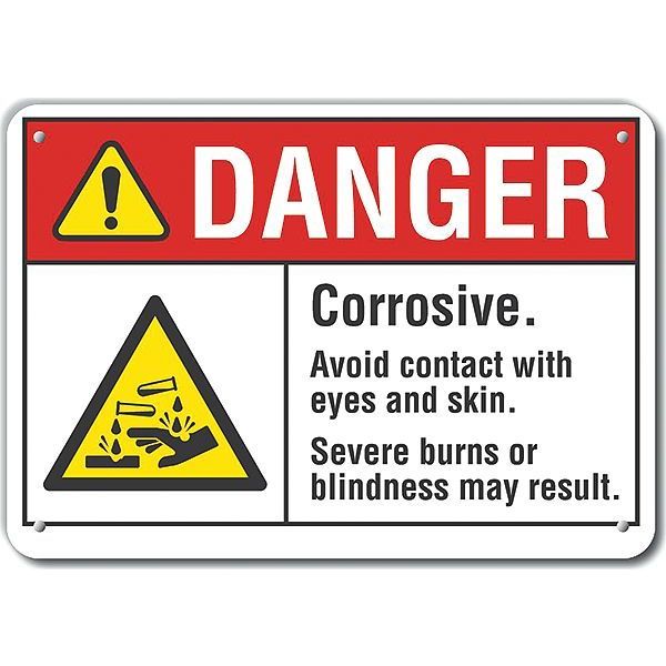Lyle Aluminum Corrosive Materials Danger Sign, 7 in H, 10 in W, Vertical Rectangle, LCU4-0150-NA_10X7 LCU4-0150-NA_10X7