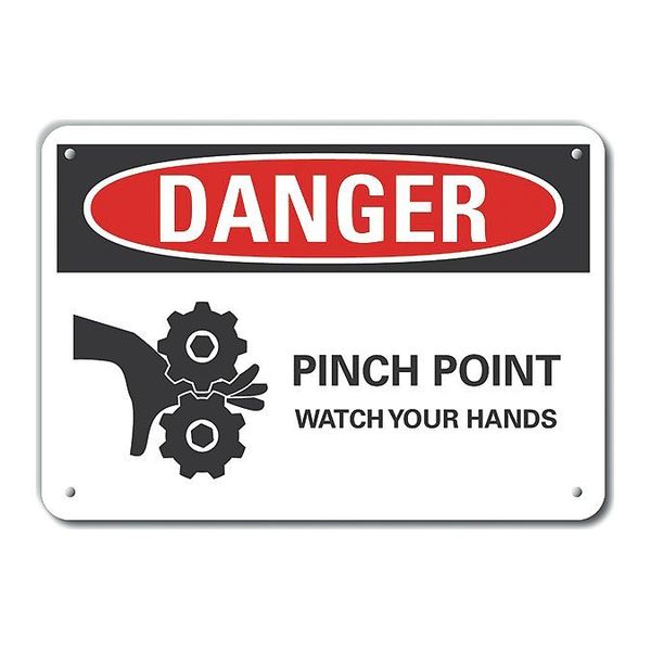 Lyle Alum Danger Pinch Point Watch, 10"x7", Height: 7 in, LCU4-0261-NA_10X7 LCU4-0261-NA_10X7
