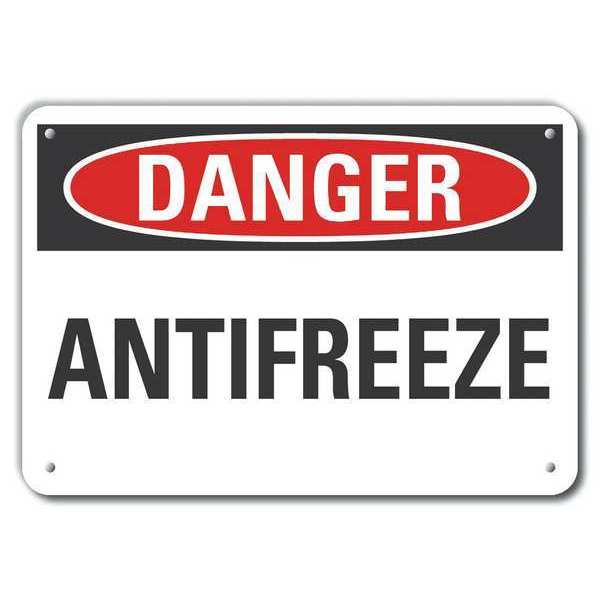 Lyle Aluminum Antifreeze Danger Sign, 7 in Height, 10 in Width, Aluminum, Vertical Rectangle, English LCU4-0331-NA_10X7