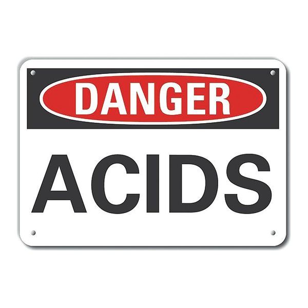 Lyle Plastic Acid Danger Sign, 10 in H, 14 in W, Horizontal Rectangle, LCU4-0299-NP_14X10 LCU4-0299-NP_14X10