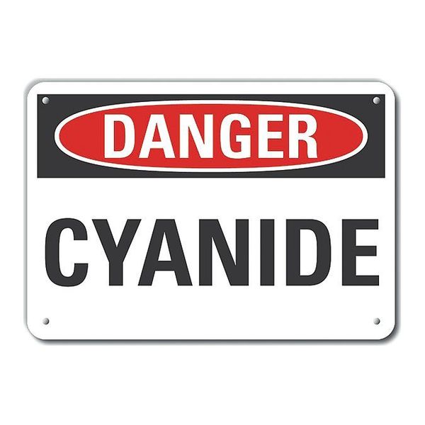 Lyle Reflective  Cyanide Danger Sign, 7 in Height, 10 in Width, Aluminum, Vertical Rectangle, English LCU4-0309-RA_10X7