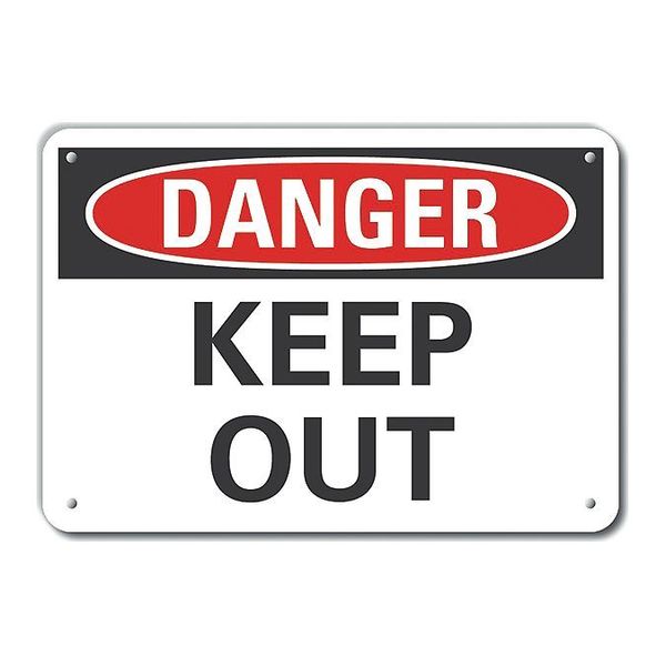 Lyle Aluminum Keep Out Danger Sign, 7 in Height, 10 in Width, Aluminum, Vertical Rectangle, English LCU4-0314-NA_10X7