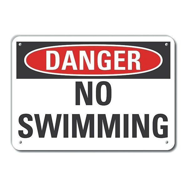 Lyle Plastic No Swimming Danger Sign, 10 in Height, 14 in Width, Plastic, Horizontal Rectangle, English LCU4-0343-NP_14X10