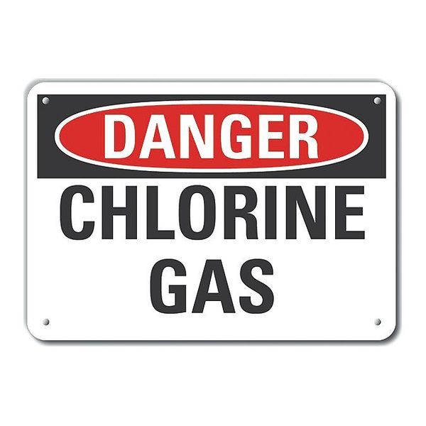 Lyle Reflective  Chlorine Danger Sign, 7 in Height, 10 in Width, Aluminum, Vertical Rectangle, English LCU4-0352-RA_10X7