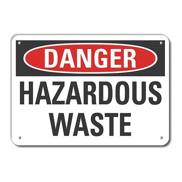 Lyle Reflective Hazardous Waste Danger Sign, 7 in H, 10 in W, Vertical Rectangle, LCU4-0374-RA_10X7 LCU4-0374-RA_10X7