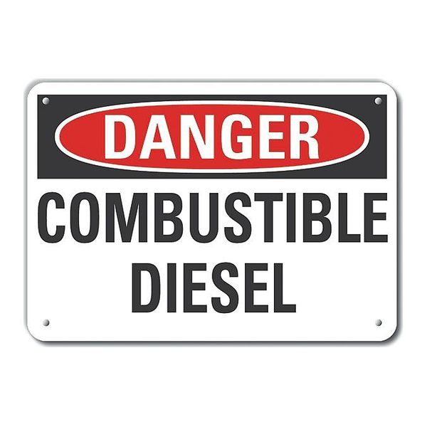 Lyle Plastic Combustible Diesel Danger Sign, 7 in Height, 10 in Width, Plastic, Vertical Rectangle LCU4-0411-NP_10X7