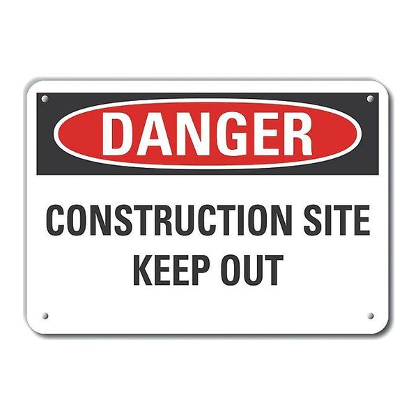 Lyle Reflective  Construction Area Danger Sign, 7 in Height, 10 in Width, Aluminum, Vertical Rectangle LCU4-0492-RA_10X7