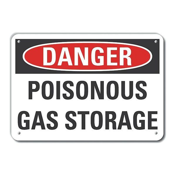 Lyle Reflective Poisonous Gas Danger Sign, 10 in H, 14 in W, Horizontal Rectangle, LCU4-0450-RA_14X10 LCU4-0450-RA_14X10
