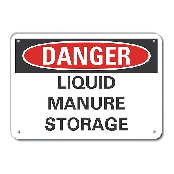 Lyle Plastic Liquid Manure Danger Sign, 7 in Height, 10 in Width, Plastic, Vertical Rectangle, English LCU4-0452-NP_10X7