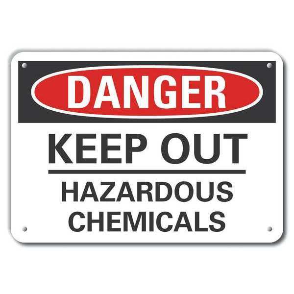 Lyle Plastic Hazardous Chemicals Danger Sign, 10 in H, 14 in W, Horizontal Rectangle, LCU4-0500-NP_14X10 LCU4-0500-NP_14X10