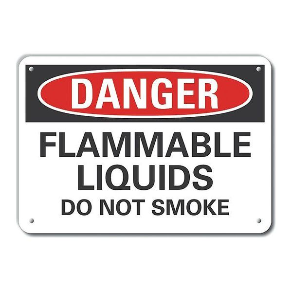 Lyle Plastic Flammable Liquid Danger Sign, 7 in H, 10 in W, Vertical Rectangle, LCU4-0514-NP_10X7 LCU4-0514-NP_10X7