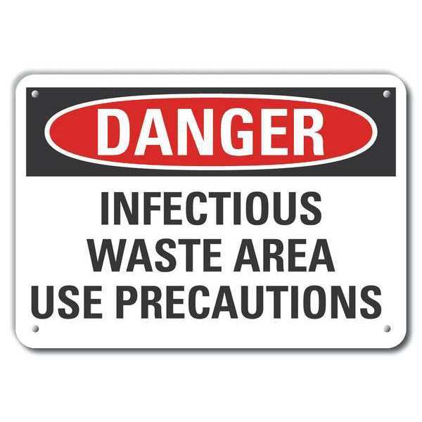 Lyle Aluminum Infectious Waste Danger Sign, 7 in H, 10 in W, Vertical Rectangle, LCU4-0557-NA_10X7 LCU4-0557-NA_10X7