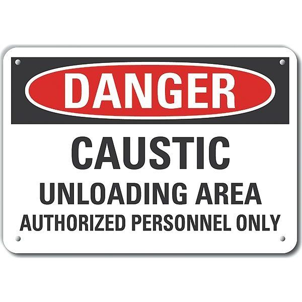 Lyle Aluminum Caustic Danger Sign, 10 in Height, 14 in Width, Aluminum, Horizontal Rectangle, English LCU4-0629-NA_14X10