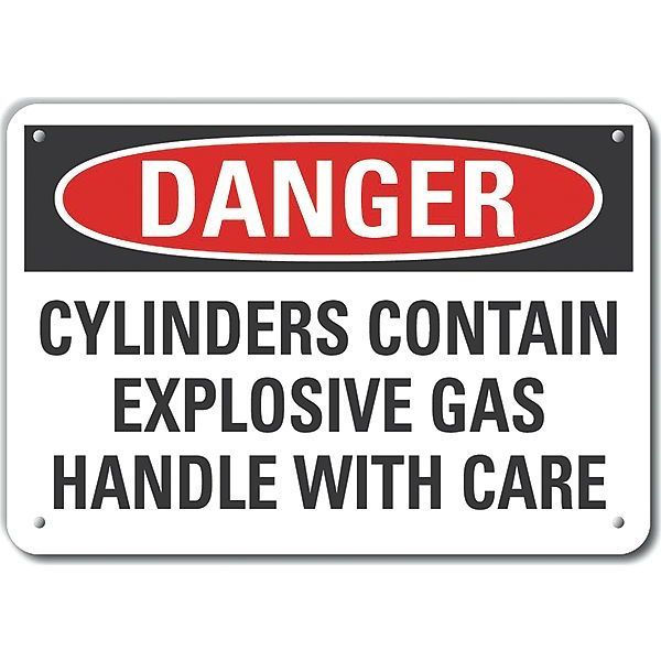 Lyle Aluminum Cylinder Handling Danger Sign, 10 in H, 14 in W, Horizontal Rectangle, LCU4-0631-NA_14X10 LCU4-0631-NA_14X10