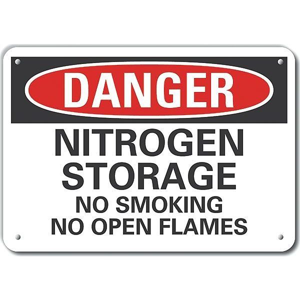 Lyle Aluminum Nitrogen Danger Sign, 7 in Height, 10 in Width, Aluminum, Vertical Rectangle, English LCU4-0600-NA_10X7