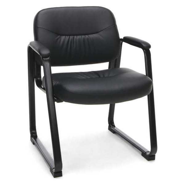 Ofm Black Side Chair, 25" W 25-1/2" L 32-3/4" H, Padded, Leather Seat, Essentials Series ESS-9015