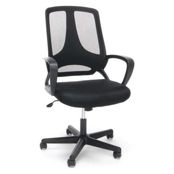 Ofm Task Chair, Fabric, 16-1/2" to 20" Height, Fixed Arms, Black ESS-3040