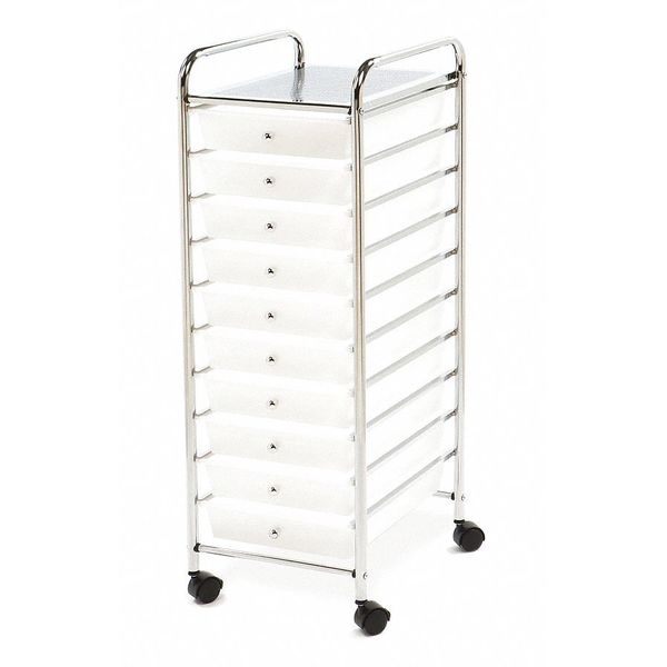 Seville Classics Organizer Cart, 10-Drawer, Frosted White SHE16218WB