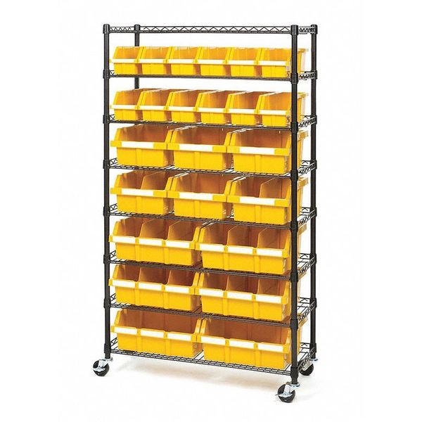 Seville Classics Rack Shelving, 8-Tier, NSF, 22 Bin, 14Dx36 SHE16508BB