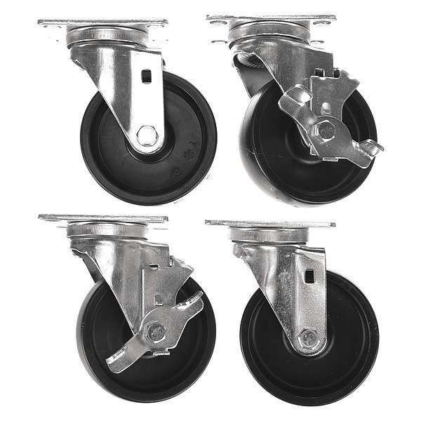 Component Hardware Caster Kit, Med Duty 2-3/8" x 3-5/8" Pla CSTPK-4PSP