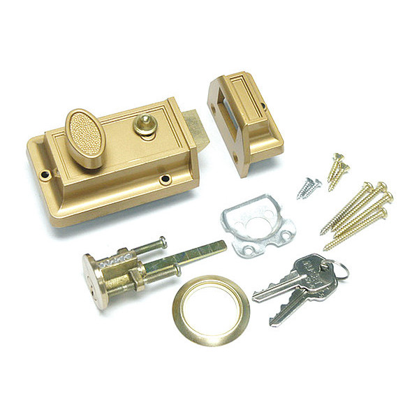 Nu-Set Night Latch, Holdback Button, Bronze 2105