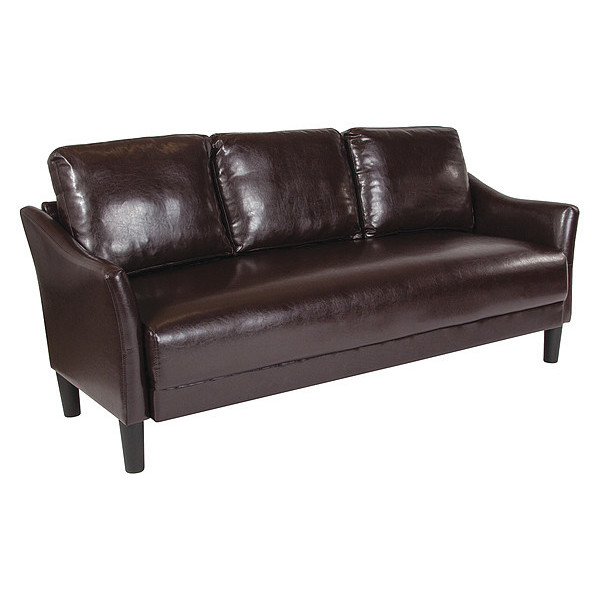 Flash Furniture Upholstered Sofa, 29-1/2"L34"H, Slanted, LeatherSeat, ContemporarySeries SL-SF915-3-BRN-GG