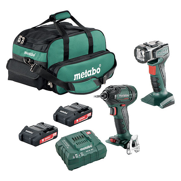 Metabo Cordless Combination Kit, 18.0V, 2 Tools SSD 18 LTX 200 BL, ULA 14.4-18