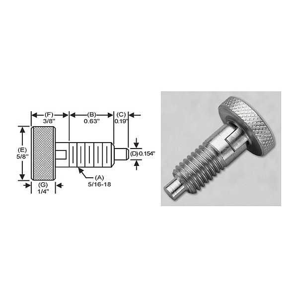 S & W Manufacturing Knurled Lck Knob, 316SS, Nose P, 5/16-18" SKLS-2-316