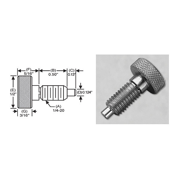 S & W Manufacturing Knurled Non Lck Knob, 316SS, Ns P, 1/4-20" SKNL-1-316