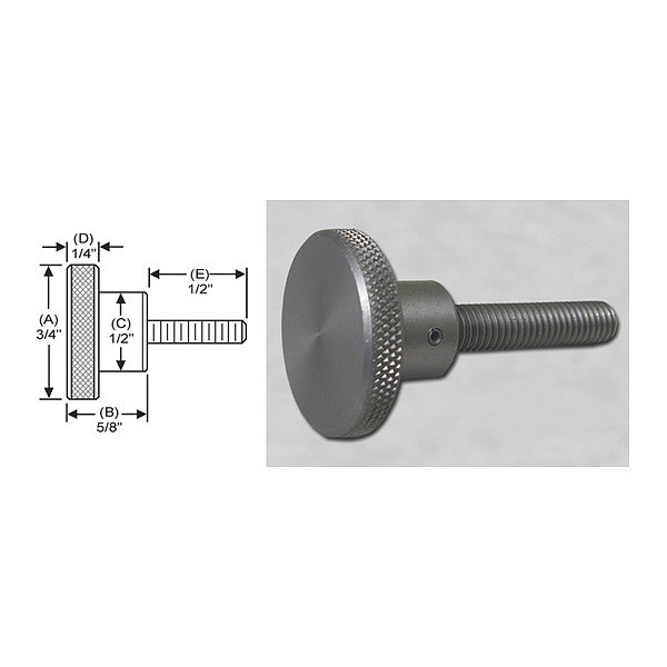S & W Manufacturing Knrl Knob Stud, 10-32", 3/4" dia., Material: Stainless Steel WSSF-011
