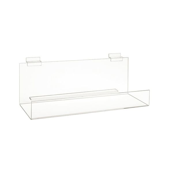 Econoco Slatwall Acrylic Book Shelf, 16" x 4", PK6 HP/BS16