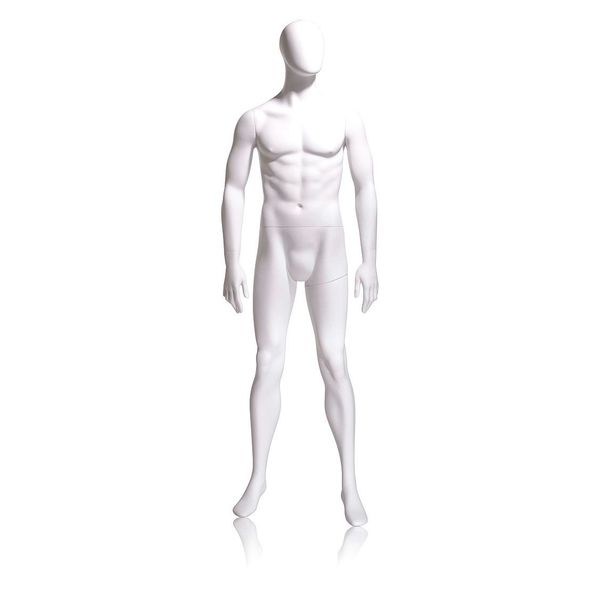 Econoco Mondo Mannequins Gene White Male Oval Head Mannequin, Pose 1 W/ base GEN-1H-OV