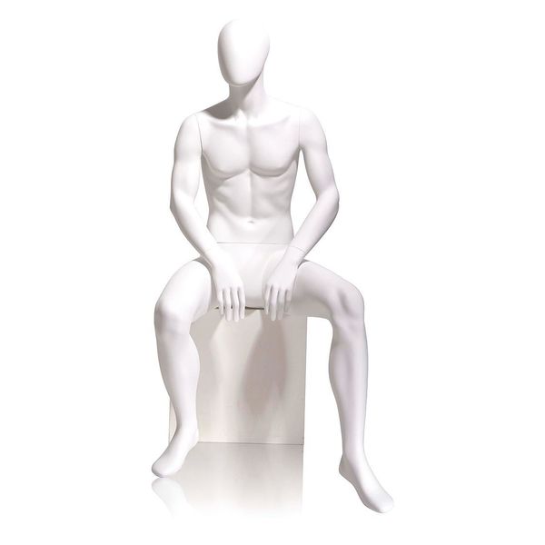 Econoco Mondo Mannequins Gene White Male Oval Head Mannequin, Pose 5 W/ base GEN-5H-OV