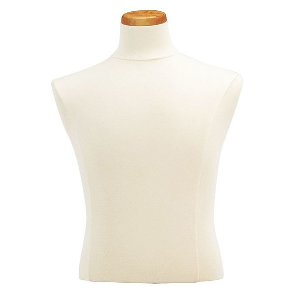 Econoco Mondo Mannequins Male Shirt Crème Jersey Covered Torso Form, Neckblock M5