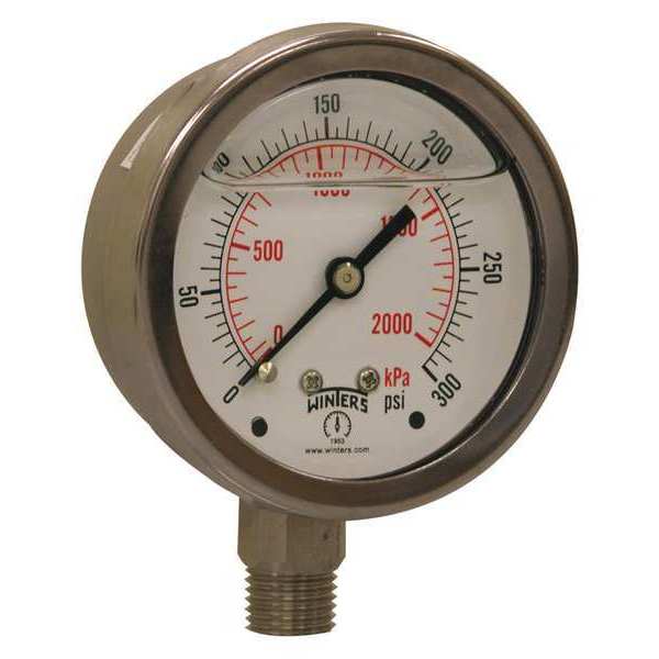 Winters Filled Ss/Ss Gauge2.5" 1/4Lm 300 psi/Kpa PFP827