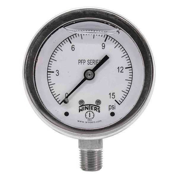 Winters Filled Ss/Ss Gauge 2.5" 1/4Lm 15 psi PFP821R1