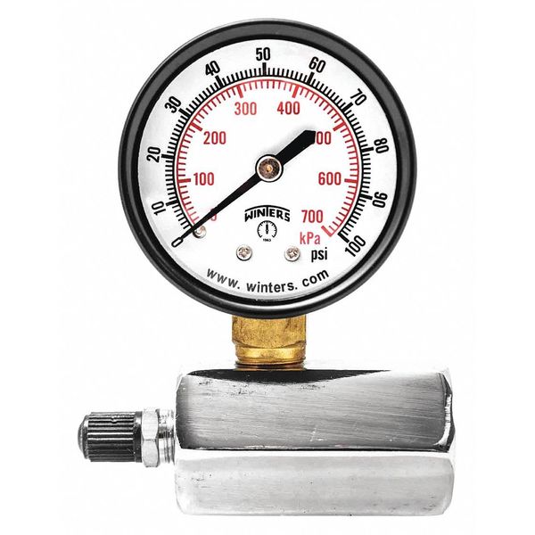 Winters Gas Test Gauge 0-100 psi/Kpa PETG204