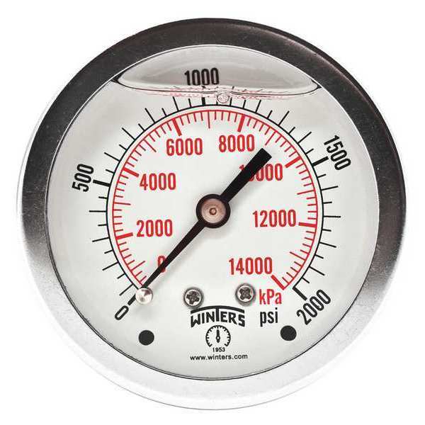 Winters Qual Ss/Br Gauge 2.5" 1/4Cb 2000Psi/Kpa PFQ910