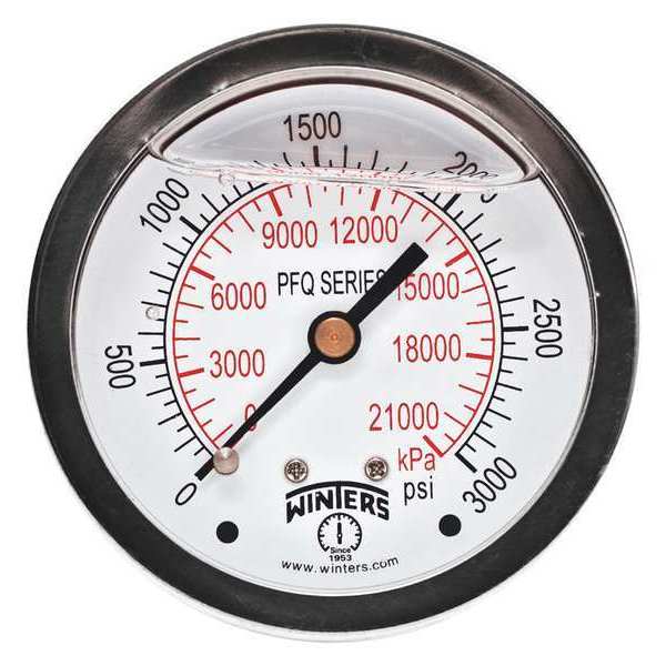 Winters Qual Ss/Br Gauge 2.5" 1/4Cb 3000Psi/Kpa PFQ911