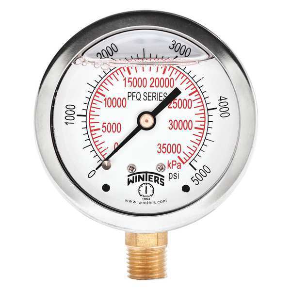 Winters Qual Ss/Br Gauge 2.5" 1/4Lm 5000Psi/Kpa PFQ812