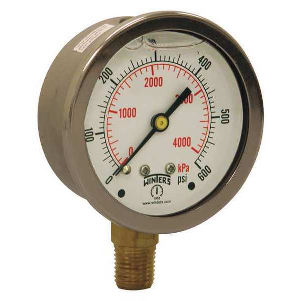 Winters Qual Ss/Br Gauge 2.5" 1/4Lm 0-600Psi/Kpa PFQ808