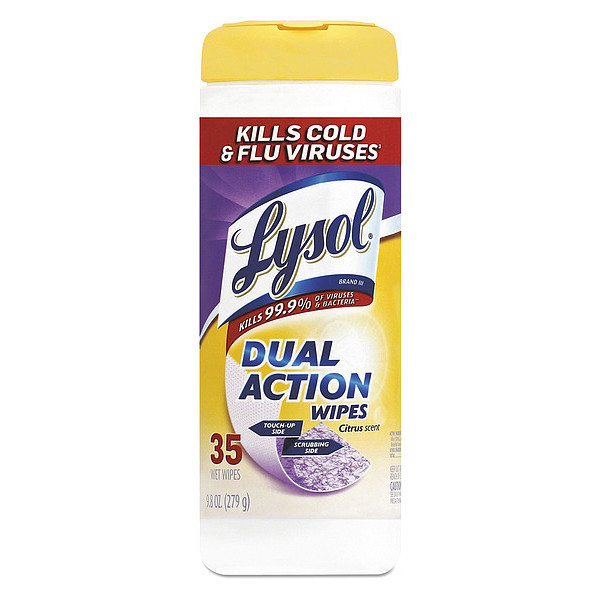 Lysol Dual Action Disinfecting Wipes, Cit, PK12, 12 PK 19200-81143
