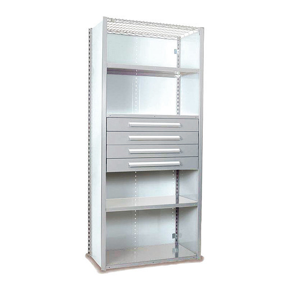 Equipto V-Grip Shelving W/ Drawers, 7x2x3, LG, Number of Shelves: 5 S4233VHS-LG