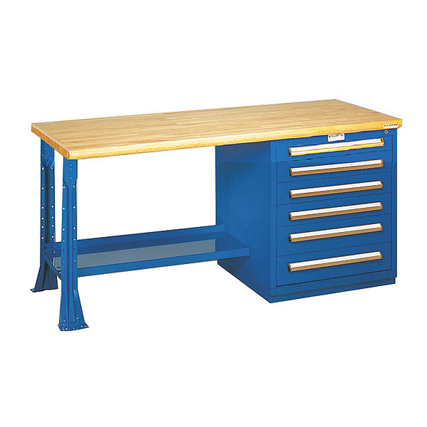 Equipto Modular Drawer Bench-30"Dx6FtWx34"H, BL 2586-6W-BL